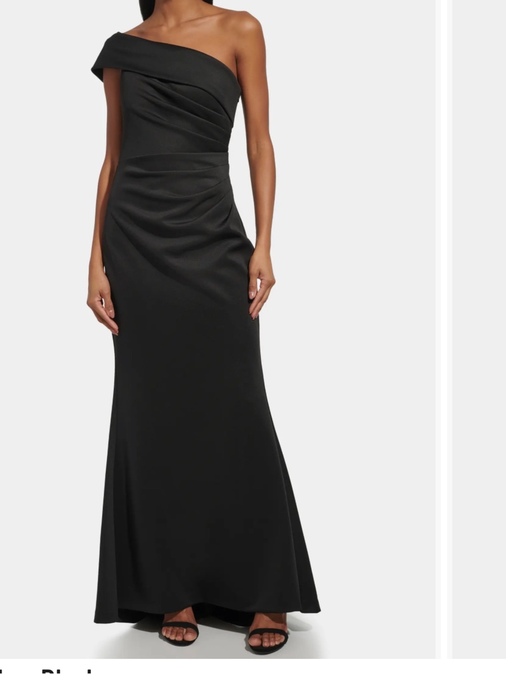 Eliza J Black Petite One-Shoulder Evening Gown